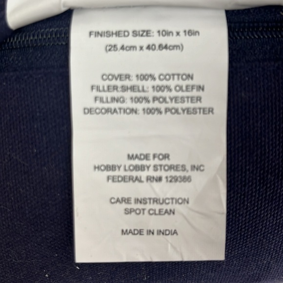 Embroidered multi color Floral Pillow with Tassels 10 x 16 Navy - Picture 8 of 8